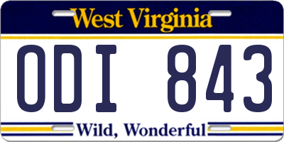 WV license plate ODI843