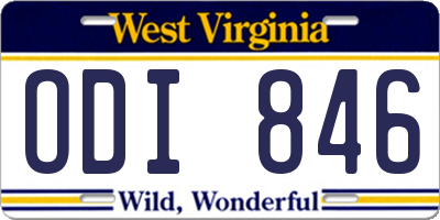 WV license plate ODI846