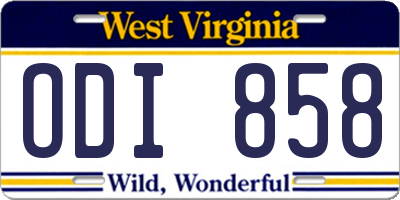 WV license plate ODI858