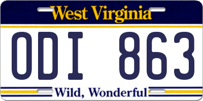 WV license plate ODI863