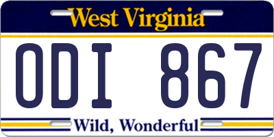 WV license plate ODI867