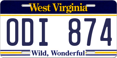 WV license plate ODI874