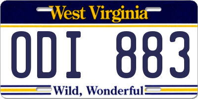 WV license plate ODI883