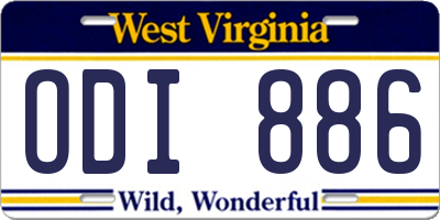 WV license plate ODI886