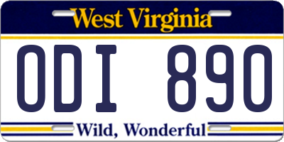 WV license plate ODI890