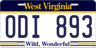 WV license plate ODI893