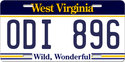 WV license plate ODI896
