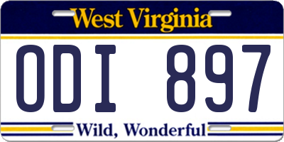 WV license plate ODI897