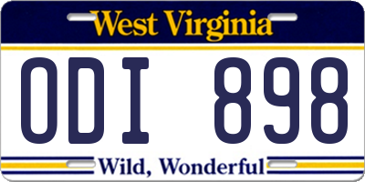 WV license plate ODI898