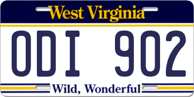 WV license plate ODI902