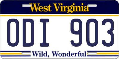 WV license plate ODI903