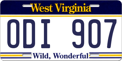 WV license plate ODI907