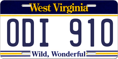 WV license plate ODI910