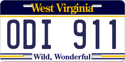 WV license plate ODI911