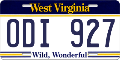WV license plate ODI927