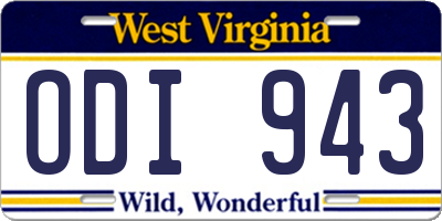 WV license plate ODI943