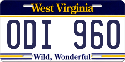 WV license plate ODI960