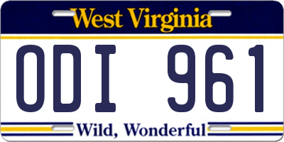 WV license plate ODI961