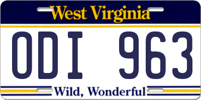 WV license plate ODI963