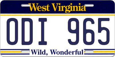 WV license plate ODI965