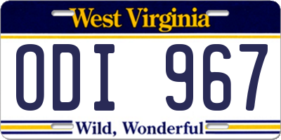 WV license plate ODI967