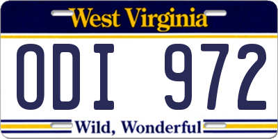 WV license plate ODI972