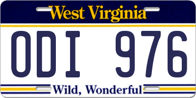 WV license plate ODI976