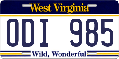 WV license plate ODI985