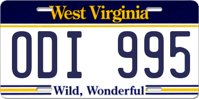 WV license plate ODI995
