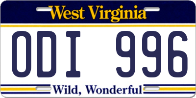 WV license plate ODI996