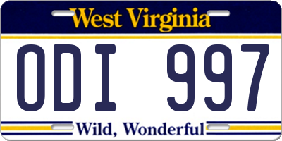 WV license plate ODI997