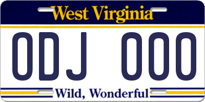 WV license plate ODJ000