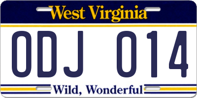 WV license plate ODJ014