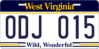 WV license plate ODJ015
