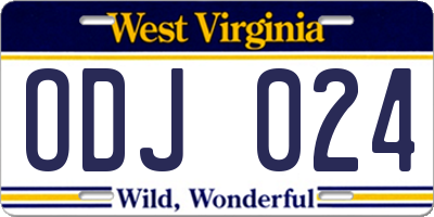 WV license plate ODJ024