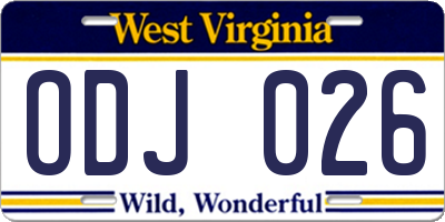 WV license plate ODJ026