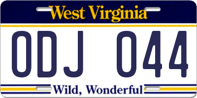 WV license plate ODJ044