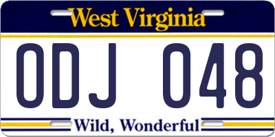 WV license plate ODJ048