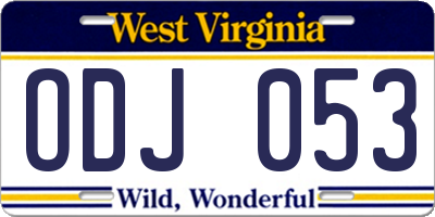 WV license plate ODJ053