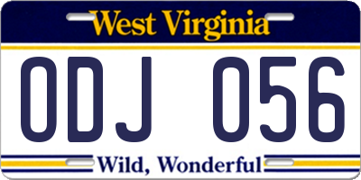 WV license plate ODJ056