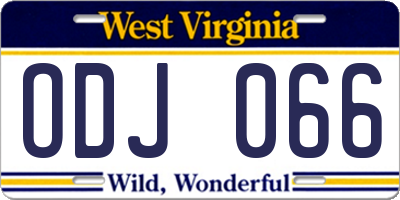 WV license plate ODJ066