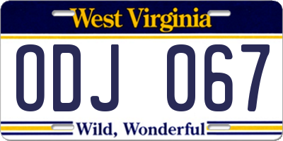 WV license plate ODJ067