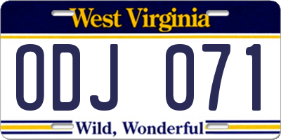 WV license plate ODJ071