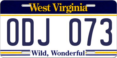 WV license plate ODJ073