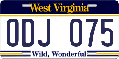 WV license plate ODJ075