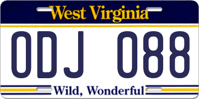 WV license plate ODJ088