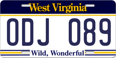 WV license plate ODJ089