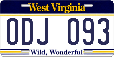 WV license plate ODJ093