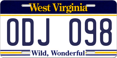 WV license plate ODJ098