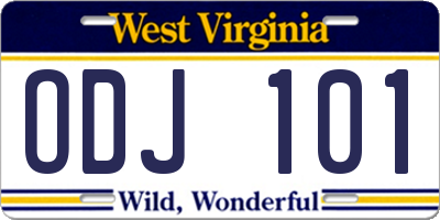 WV license plate ODJ101
